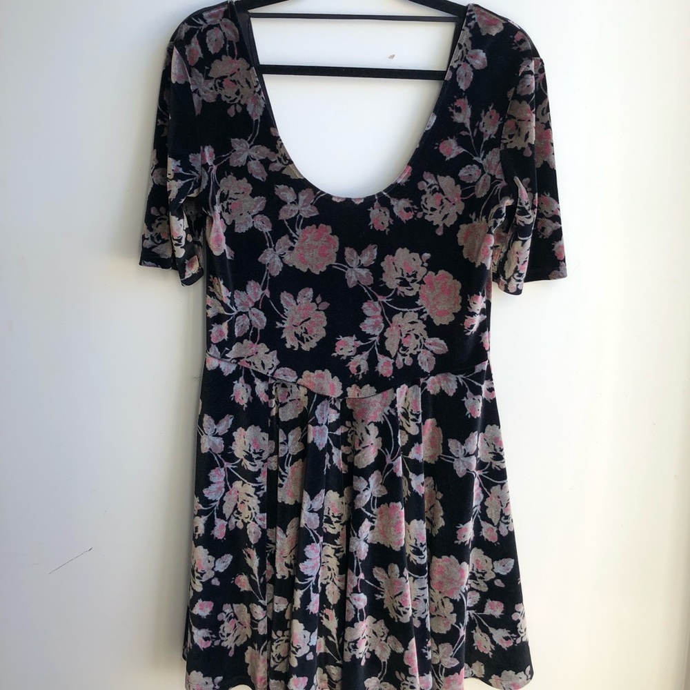 Velvet Floral Skater Dress
